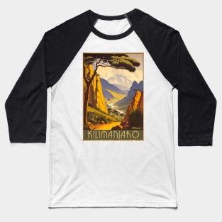 Mount Kilimanjaro Tanzania Vintage Travel Art Poster Baseball T-Shirt